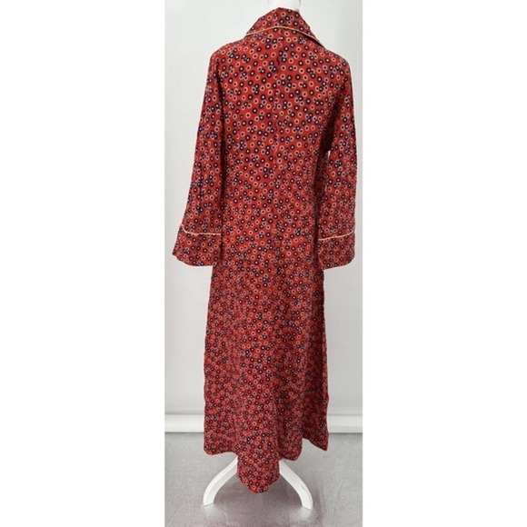 Montenapoleone Women's Red Floral Belted Robe Size 2 Made in Italy 70s? - Picture 4 of 15